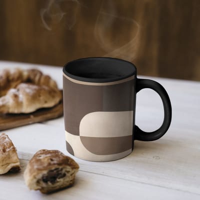 Magische Mok - Foto op Warmte Mokken - Koffiemok - Geometrisch - Geweven structuur - Modern - Magic Mok - Beker - 350 ML - Theemok