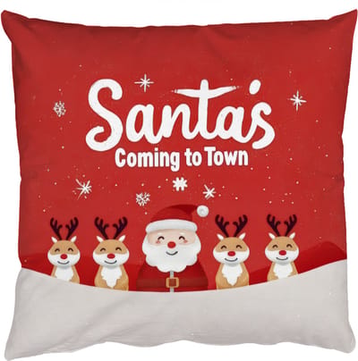 Sierkussens - Kussentjes Woonkamer - 50x50 cm - Illustratie - Kerstman - Rendieren - Rood