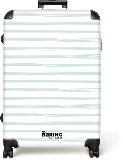 NoBoringSuitcases.com® - Koffer groot - Reiskoffer lichtgewicht - Strepen patroon groen - Rolkoffer met 4 wielen - Grote trolley XL - 98 liter bagage