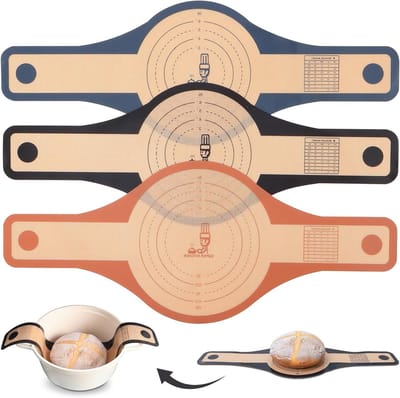 Siliconen Brood Garland voor Dutch Oven - 3 Stuks, 24 cm & 21 cm, Extra Breed met Lange Handgreep, Antiaanbak Sourdough Bakmat voor Perfecte Broodbereiding