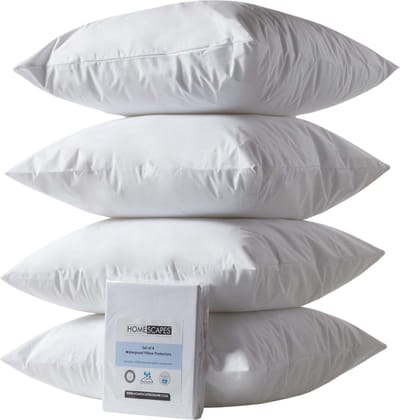 Homescapes set van 4 waterdichte kussenbeschermers – polyester & TPU coating – met ritssluiting – 60x60 cm – OEKO-TEX® – ademend & hypoallergeen