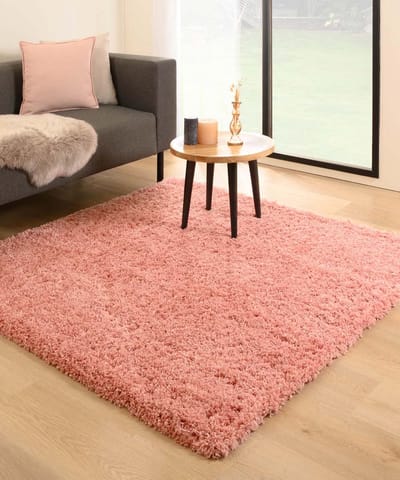 Vierkant hoogpolig vloerkleed - Cozy Shaggy roze 140x140