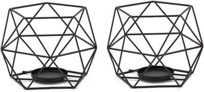 Solidchoice - Set van 2 Metalen Kaarsenhouders voor Moderne Interieurdecoratie