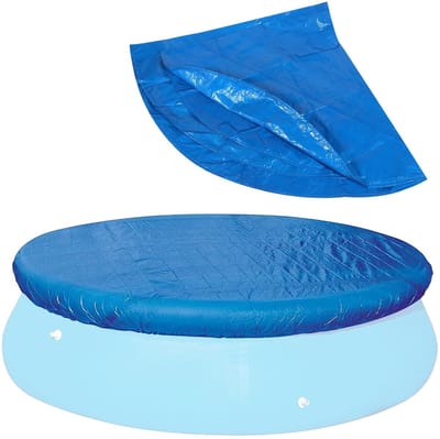 Dailygoods- Zwembadafdekking rond 244 cm - Waterdicht PE - Dubbel gecoat - UV-bescherming - Winddicht - Opvouwbaar en lichtgewicht - Zwembadzeil