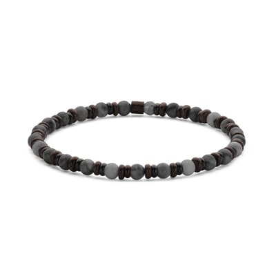 7FB-0828 – Frank 1967 – Heren Armband – Kralenarmband 4 mm – Spectroliet – Zwartkleurig