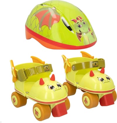Verpakking met 4 wielen en drakenhelm maat 24-30 - Mijn eerste skates starterschoenen voor kinderen - Kinderspeelgoed cadeaus