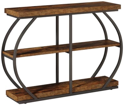 DMG Supply Bijzettafel - 3 Lagen - Industrieel - Bruin en Zwart - MDF en Metaal - 105 x 30 x 80 cm