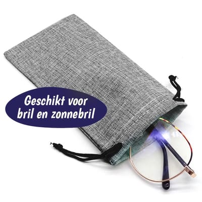 Brillenhoesje - Polyester met Microfiber Binnenkant - Zonnebril Hoes - Zonnebrillen Etui - Grijs