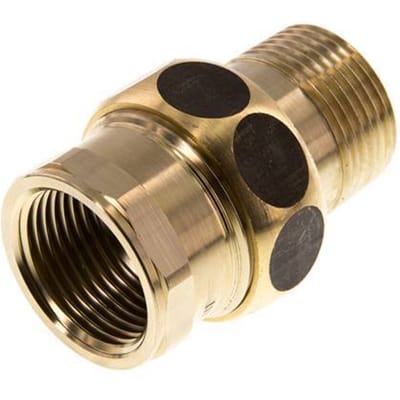 Rp 1'' x R 1'' F/M Messing Borstnippel 3-delig met Vlakke afdichting 16 Bar - FL2S-FM-BC-100R-T