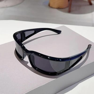 y2k Vintage Winddichte Sportbril Zonnebril dames Voor Mannen Zonnebrillen Punk Buiten Luxe Ontwerper Fietsbrillen UV400 gray