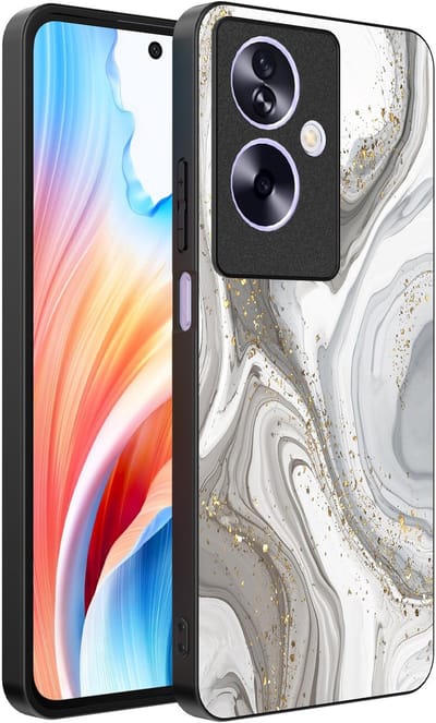 Smartphonica Telefoonhoesje Geschikt voor Oppo A2 - Oppo A79 met marmer opdruk - TPU backcover case marble design - Zilver geschikt voor Oppo A2;Oppo A79