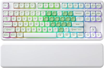 Draadloos Mechanisch Toetsenbord TKL 87-Toetsen QMK/VIA Programmeerbaar Hot-Swap RGB Gaming Polssteun