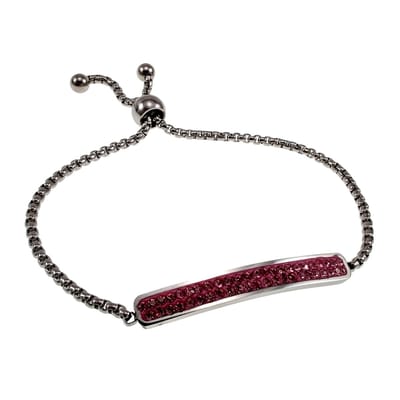 15 tot 20cm Armband Dames - RVS - Jasseron Schakelarmband met Roze Zirkonia-Steentjes Plaat - Verstelbaar met Schuifsluiting