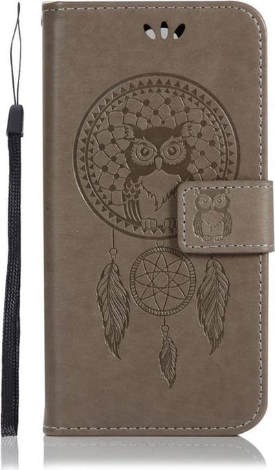 Shop4 - Geschikt voor Nokia 3.1 (2018) Hoesje - Wallet Case Dromenvanger Uil Grijs