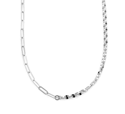 YO&NO - Ketting - Zilver - Anker - Plaatjes dubbel - 3,7mm - 45cm - Sieraden vrouw - Gerhodineerd - Zilver 925