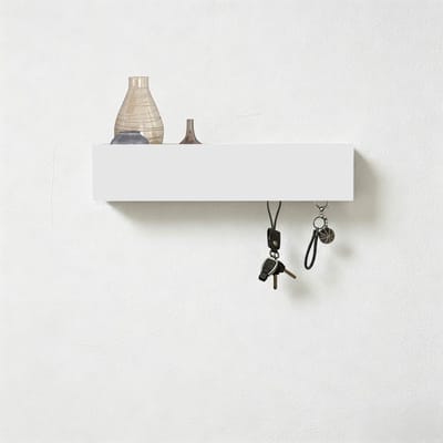 Dailygoods- Sleutelrek modern - Sleutelhouder - 5 Haken - 30 x 7,5 x 6 cm - Wit - Hoogwaardig ijzer en hout
