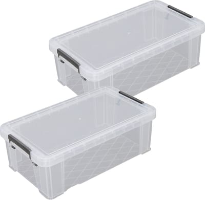 Whitefurze Opbergbox - 2x stuks - 5.8 liter - Transparant - 35 x 19 x 12 cm - kunststof - opslag oplossingen - kist - met deksel