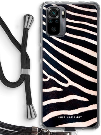 Case Company® - Hoesje met koord geschikt voor Xiaomi Redmi Note 10 Pro hoesje met Koord - Zebra - Telefoonhoesje met Zwart Koord - Bescherming aan alle Kanten en Over de Schermrand