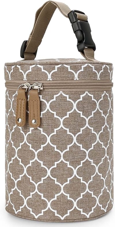 Moedermelkkoeltas - 14*19cm - Geïsoleerde babyflessenkoeltas - Geïsoleerde babyflessenkoeltas - Perfect voor kamperen, reizen en dagelijks gebruik - Khaki