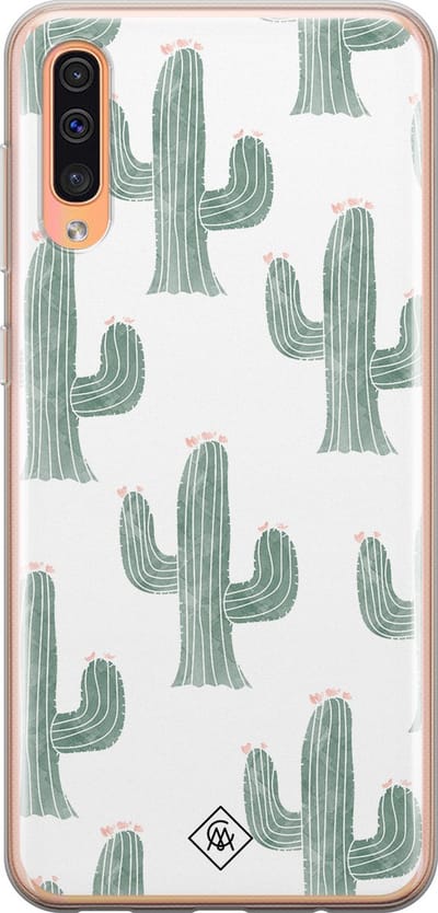 Casimoda® hoesje - Geschikt voor Samsung A50/A30s - Cactus Print - Backcover - Siliconen/TPU - Groen