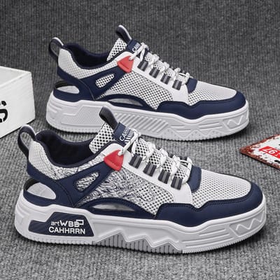 Heren Zomer Ademende Platte Schoenen Mesh Hol Populair Mode Casual Buitenschoenen 44 gray