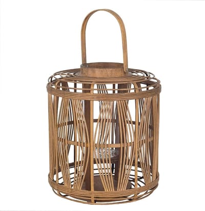 Kaarsenstandaard met handvat - Decoratieve kandelaar - Sfeervol interieur - Duurzaam bamboe design - 34 x 29 x 29 cm