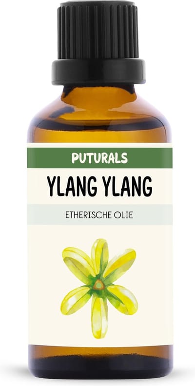Puturals Ylang Ylang Olie 100% Natuurlijk - 50ml - Puur en Vegan - Ylang Ylang Etherische Olie voor Huid, Haar en Aromatherapie