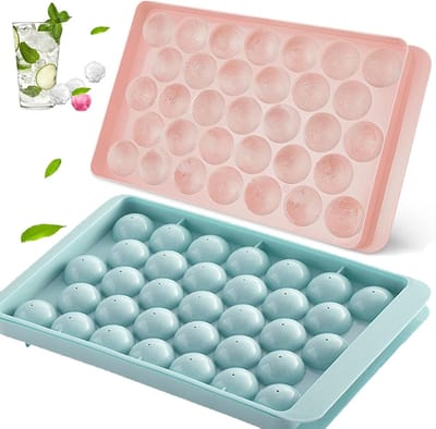 Mini ronde ijsblokjesvormen, kleine ijsblokjes, ijsblokjesmaker voor 66 stuks, ideaal voor cocktails en dranken, met deksel voor eenvoudig gebruik