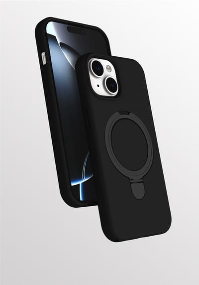 Hoesje Geschikt voor iPhone 15 hoesje zacht siliconen Zwart - Liquid Backcover ring hoesje Geschikt voor Magsafe
