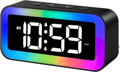 Digitale RGB-lichtwekker voor kinderen, nachtkastje voor volwassenen, dubbele wekker, dutje