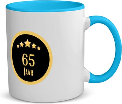 Akyol - 65 jaar koffiemok - theemok blauw - Hoera 65 jaar - iemand die 65 jaar is geworden of 65 jaar lang een relatie hebben of getrouwd zijn - verjaardagscadeau - verjaardag - cadeau - kado - geschenk - jubileum - diamanten huwelijk - 350 ML inhoud