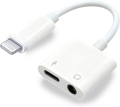2-in-1 Lightning naar 3.5mm Jack Hoofdtelefoonadapter voor iPhone 14/13/12/11/X/XS/XR/8, Geschikt voor Geluidsoverdracht en Muziekstreaming