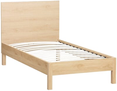 sweeek - Bed met lattenbodem en hoofdbord 90x190cm houtdecor 1 persoon - linear