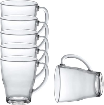 Duralex Theeglazen/koffieglazen Cosy - 6x stuks - transparant glas - 350 ml - met handvat