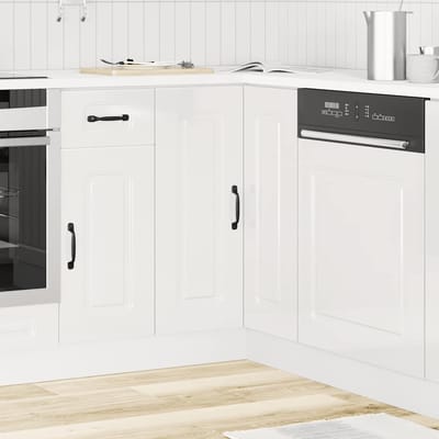 vidaXL - Hoekkeukenonderkast - Kalmar - bewerkt - hout - hoogglans - wit