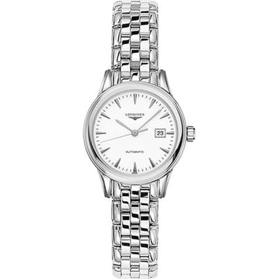 Montre Longines Flagship Mouvement Mécanique Automatique Résistante à l'eau 30M Boîtier en Acier Inoxydable Cadran Argenté 30mm Montres pour Femme L4.374.4.12.6 Regular Watch Box,White Dial Silver Strap