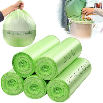 200 Composteerbare Afvalzakken 45x50cm - Groene Biologisch Afbreekbare Zakjes voor Tuin, Badkamer en Hotelgebruik