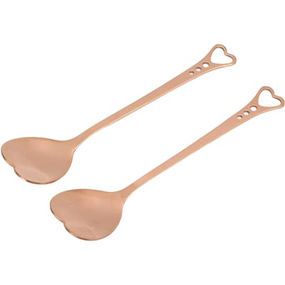 2 Stuks Dessertlepels Roestvrij Staal Hartvormig Design Duurzaam Anticorrosief Ergonomisch Handvat rosé gouden kleur