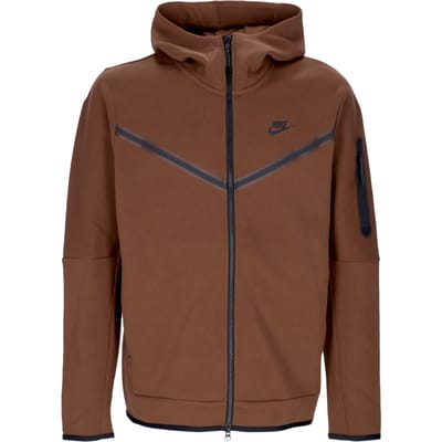 Lichtgewicht sweatshirt met capuchon en ritssluiting Heren Sportkleding Tech Fleece hoodie Cacao Wow/zwart
