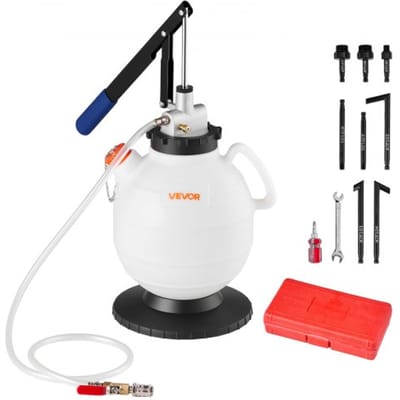 VEVOR versnellingsbakoliepomp, 7,5 liter inhoud, handmatige ATF-olievuller met 8 ATF-adapters en 120 cm uitlaat, olieafzuigpomp met HDPE-tank voor auto's en grasmaaiers