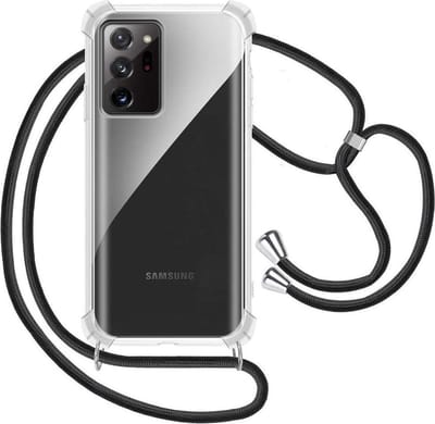 Hoesje Geschikt Voor Samsung Galaxy Note 20 Ultra Hoesje met Koord transparant silicone case - Galaxy Note 20 Ultra Koord hoesje draagkoord TPU backcover - Zwart