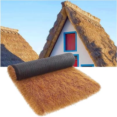 Rieten Dak Rol - Kunstgras Mat - Tuin Decoratie - Weerbestendig Materiaal - 1x1m - Geel