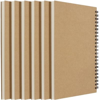 Jhubersproducts - A5 schetsboek - 6 stuks spiraalgebonden