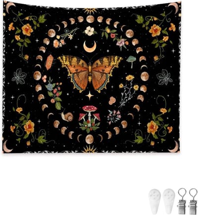 Butterfly Wandtapijt 150 x 100 cm, Aesthetic Muurdecoratie voor Slaapkamer, Wandkunst en Tafellakens