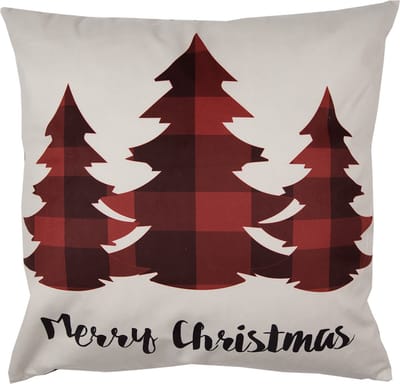 Clayre & Eef Kussenhoes 45x45 cm Rood Beige Polyester Kerstbomen