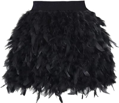 Elegante korte rok van natuurlijke veren voor feest, cluboutfit en Halloween kostuum, ideaal voor dames