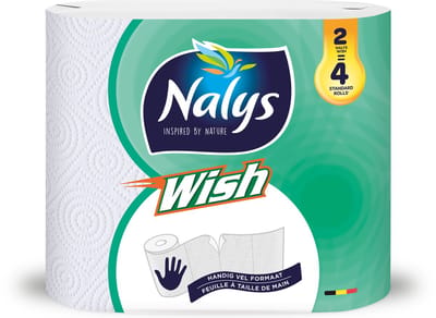 Nalys Wish Keukenpapier dubbelrol - 2 Lagen - 12 Maxi rollen (=gelijk aan 24 normale Rollen)