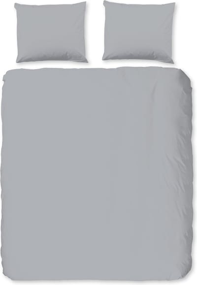 Good Morning dekbedovertrek effen kleur - 2 persoons 200x200/220 cm - Zilver - 100% Katoen flanel