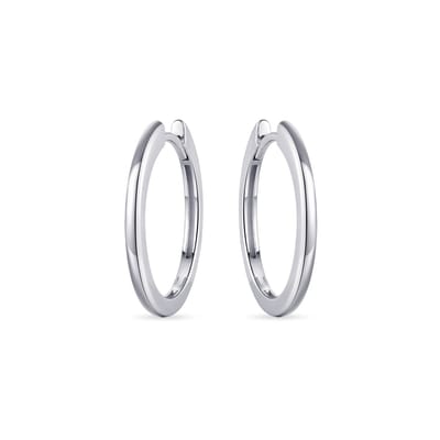 GISSER Jewels KCA2/22 Oorbellen - Oorringen 925 Zilver Gerhodineerd - Half bol glad met scharnier - 2mm Breed - 22mmØ