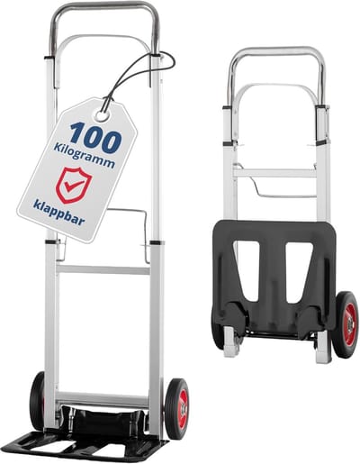 Vouwbare handkar aluminium 100 kg - lichtgewicht transportkar met rubberen wielen